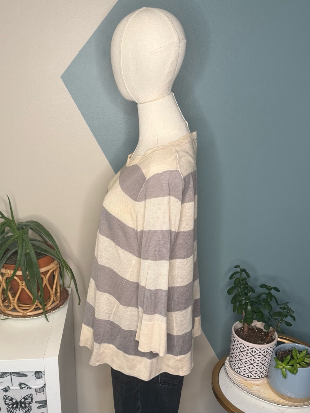 J.Crew Silk Linen Stripe Sweater M Quiet Luxury Coastal Classic - Picture 3 of 10